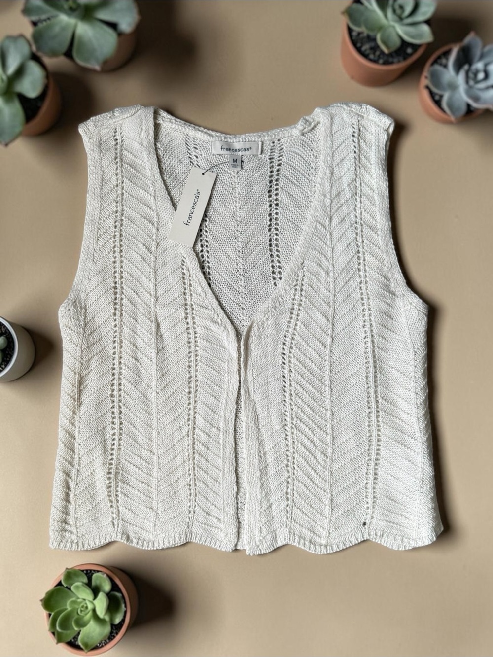 NWT Ivory Knit V-Neck Sleeveless Tank